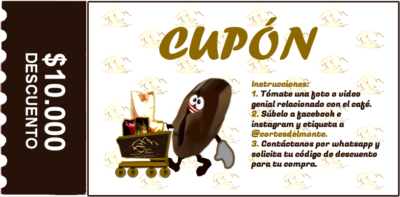 Cupon de descuento tienda de café cortés del monte